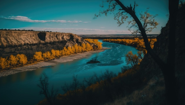 Digital art Beautiful Missouri river Egypt landscape background view at dusk sunset