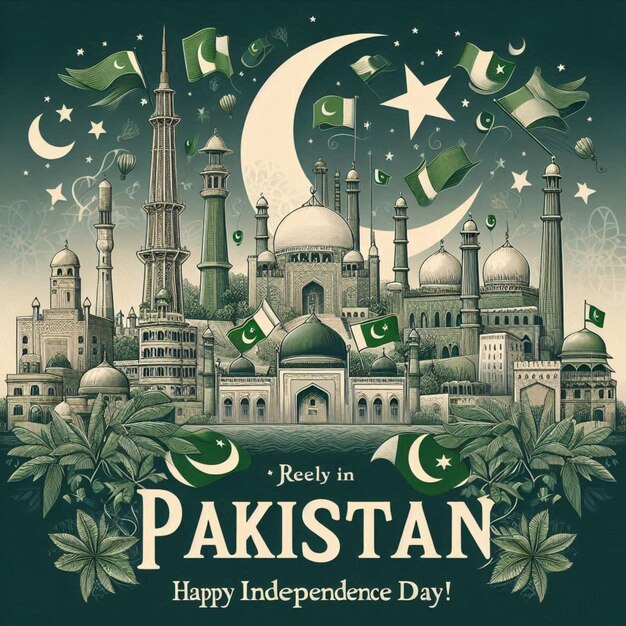 Digital art celebrating Pakistan Independence Day