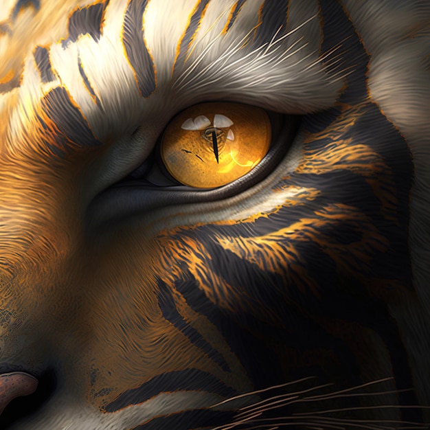 Digital art of a close up of a tiger eye