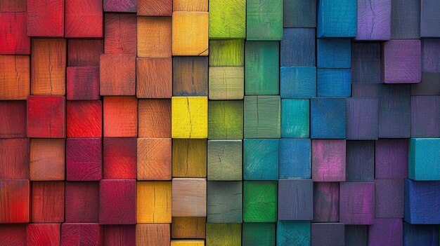 Digital art design of colorful wooden blocks arranged in a pattern