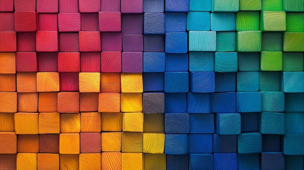 Digital art design of colorful wooden blocks arranged in a pattern