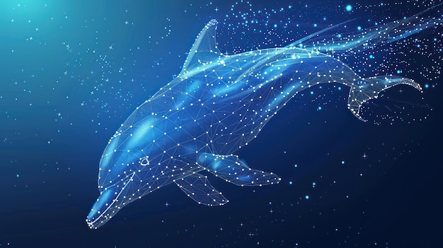 Photo digital art of dolphin in blue ocean