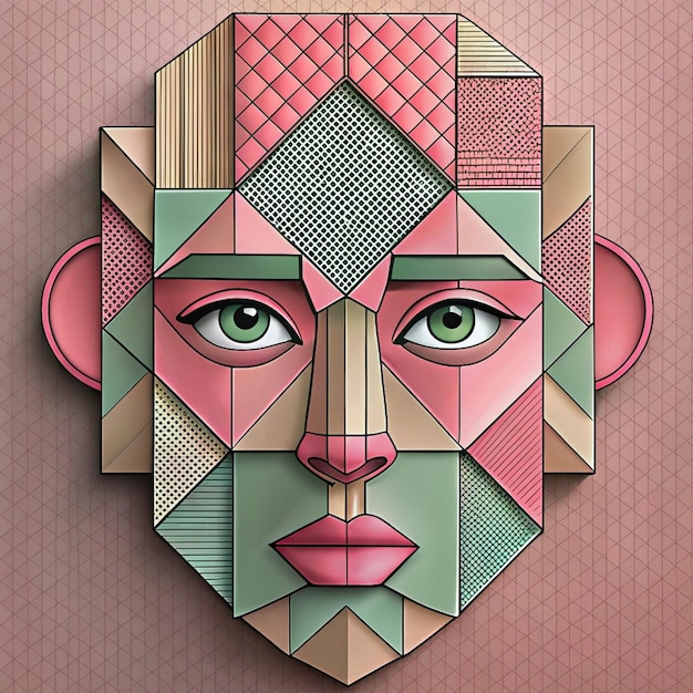 Photo a digital art illustration of a face with a geometric pattern