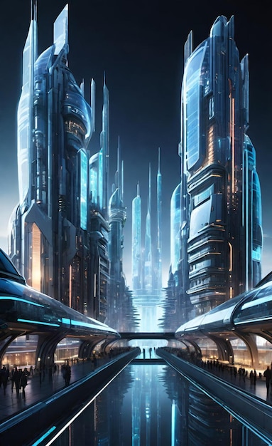 a digital art illustration of a futuristic city