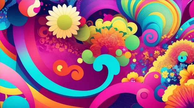 Digital art illustrator background colorful wallpaper. Generative AI.