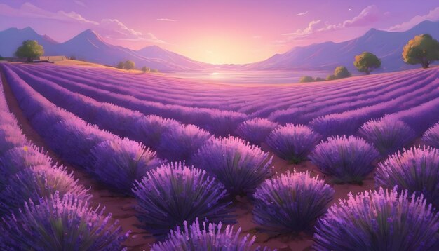 Digital art lavender natural landscape generated by AI