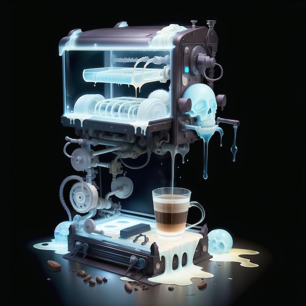 A digital art of a machine coffe