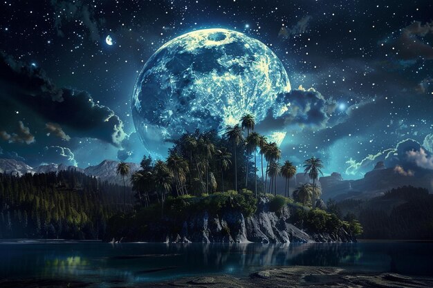 Digital art moon wallpaper Night Landscape