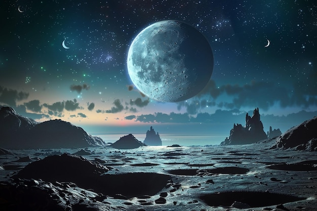 Digital art moon wallpaper Night Landscape