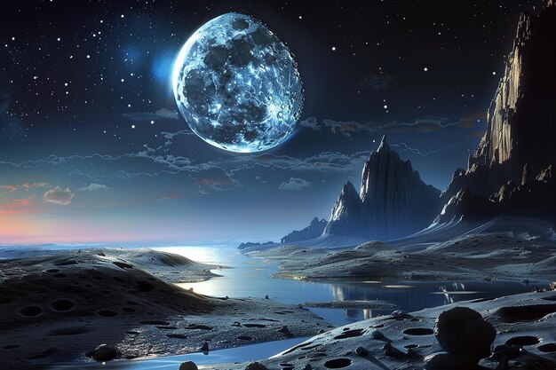 Digital art moon wallpaper Night Landscape