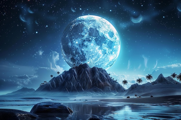 Digital art moon wallpaper Night Landscape