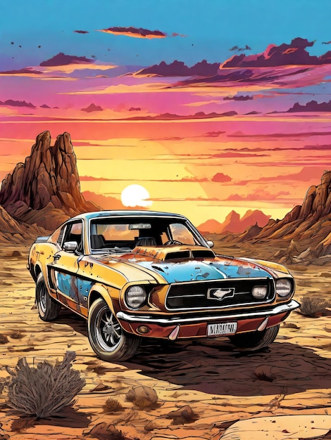 Digital Art Mustang Muscle Type Car _1