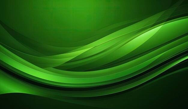 A digital art piece featuring smooth green wavy lines on a dark background Generate AI