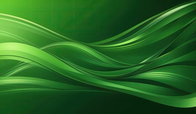 A digital art piece featuring smooth green wavy lines on a dark background Generate AI