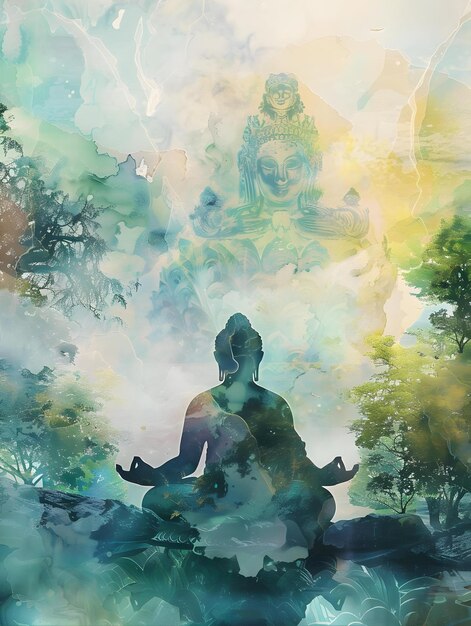 Digital Art Portrait Of Animal Meditating And Practicing Mindfulness