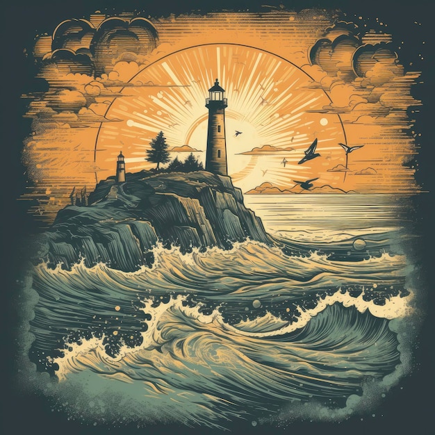 A digital art print of a lighthouse by person