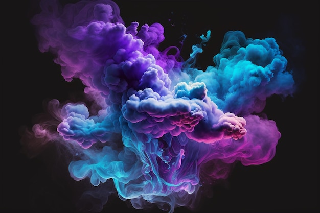 A digital art of a purple and blue smoke cloud