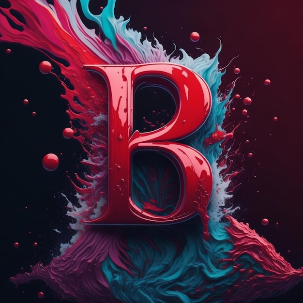 Digital art selB red letters with B black background and red lettersected for the