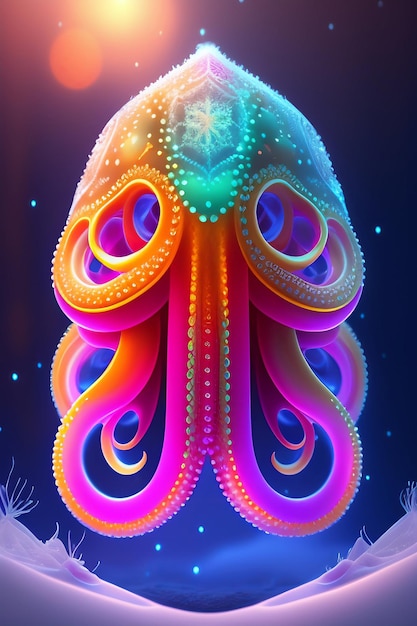 Digital art selected for the Octopus with colorful background