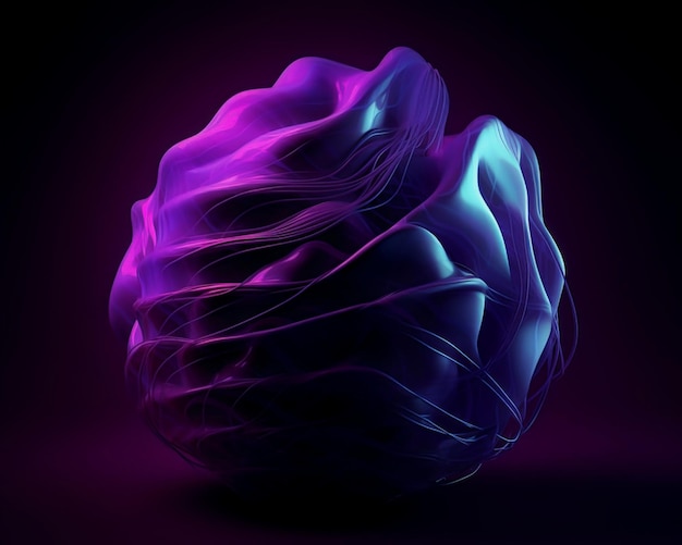 A digital art of a sphere with purple and blue colors.