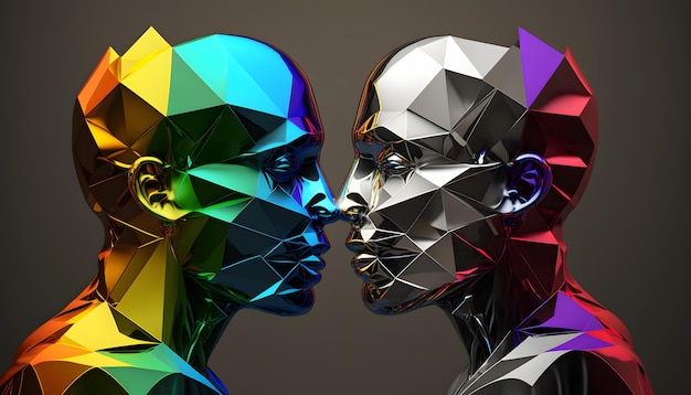 A digital art of two people kissing