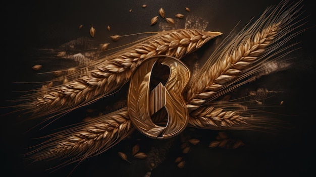 A digital art of wheat with the letter o on it