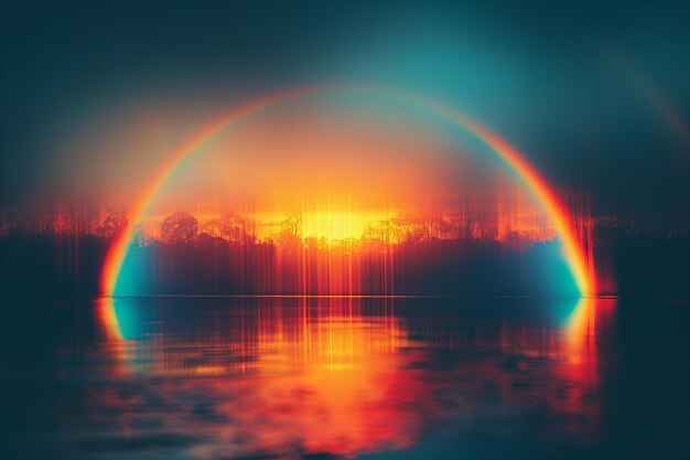 Photo digital artwork of abstract image of an rainbow high quality high resolution