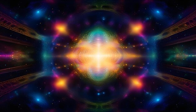 A digital artwork of a colorful cosmic portal with black background