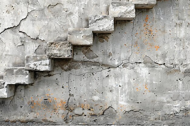 Digital artwork of concrete wall texture close up flat lay front view white and gray color