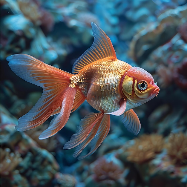 Digital artwork of goldfish fish closeup portrait high quality high resolution