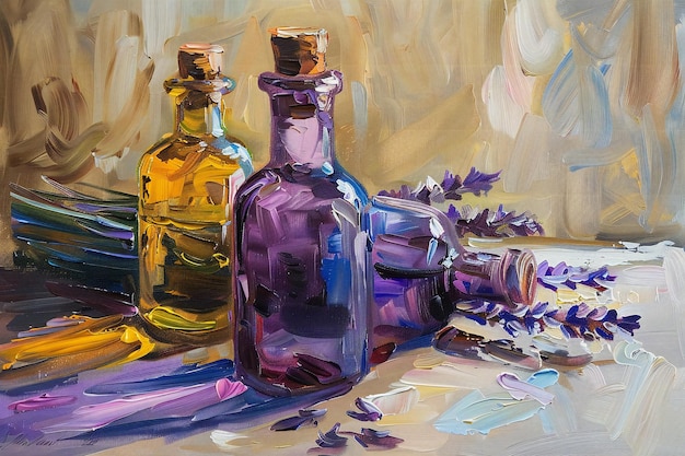 Digital artwork of lavender oil in oils high quality high resolution