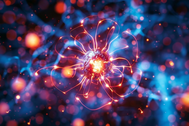 Digital artwork of a particle accelerator with energetic plasma and electric discharges