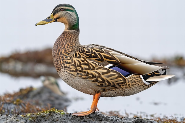 Digital artwork of realistic mallard duck full body transparent image