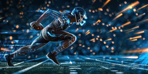 Digital Athlete Running With Football