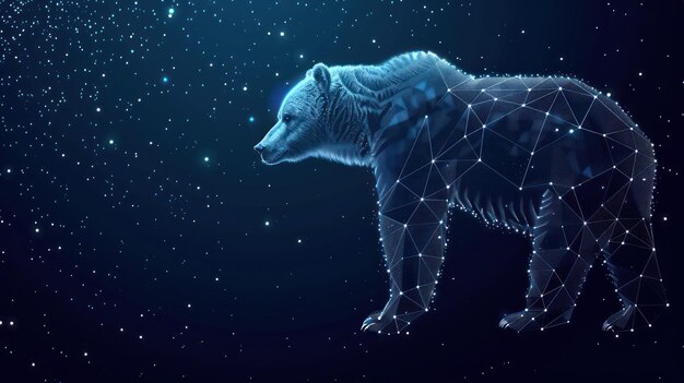 Digital Bear Against a Starry Night Sky