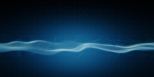 Digital blue wave background 3D Rendering