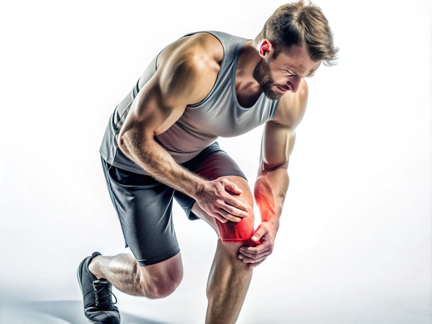 Digital bone on the human knee Man suffering Injury caused by training Tendon problems Panoramic