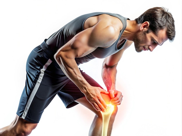 Digital bone on the human Man suffering Injury caused by training Tendon and bone problems