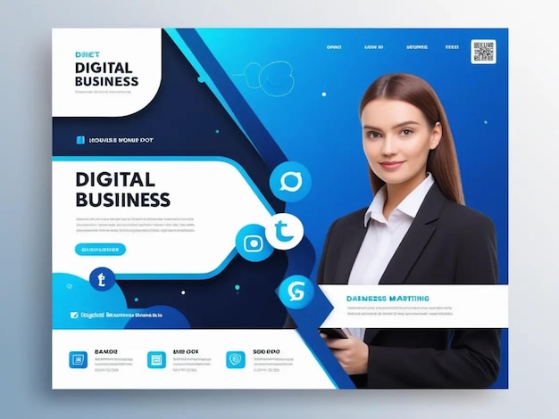 Digital business marketing banner for social media ideas