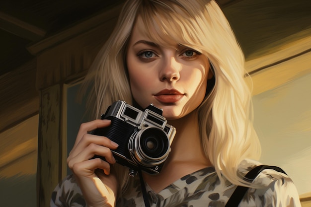 Digital camera portrait of a woman with blond hair