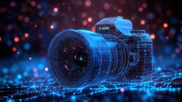 Digital Camera in a Wireframe Style