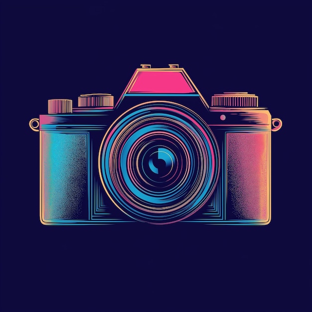 a digital camera with a colorful pattern on the top