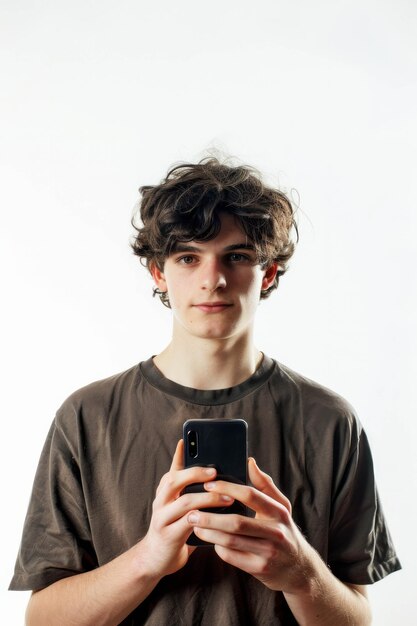 Digital connectivity with a medium distance shot of a young man in holding a smartphone AI generativ