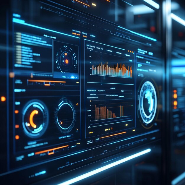 Photo a digital dashboard displaying network performance and uptime statistics