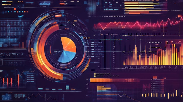 Photo digital dashboard a visual representation of data and analysis