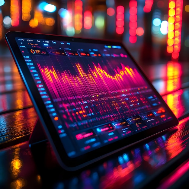 Digital Data Display with Colorful Bokeh Lights Illustration