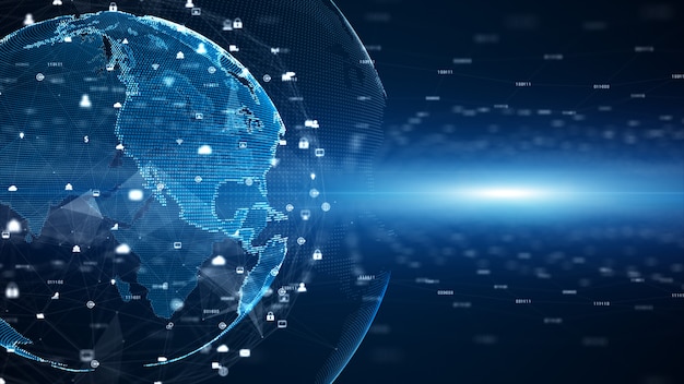 Digital data network connections and global communication. 5g high-speed connection data analysis