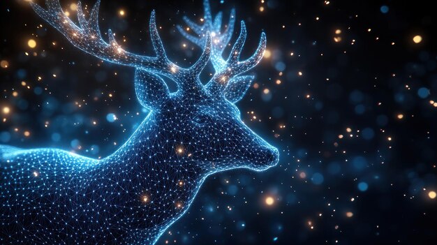 Photo a digital deer in a starry night