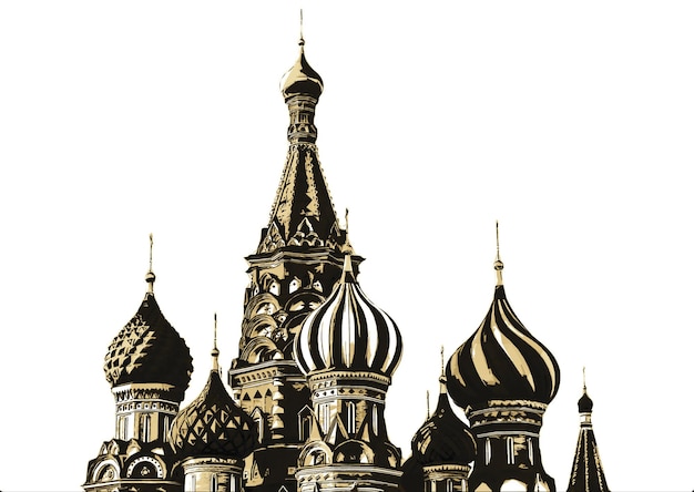 Photo digital design of moscow st basil cathedral on white background