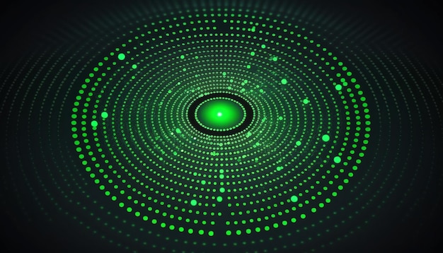 A digital disk of dots futuristic green circular wave the concept of big data the wave effect